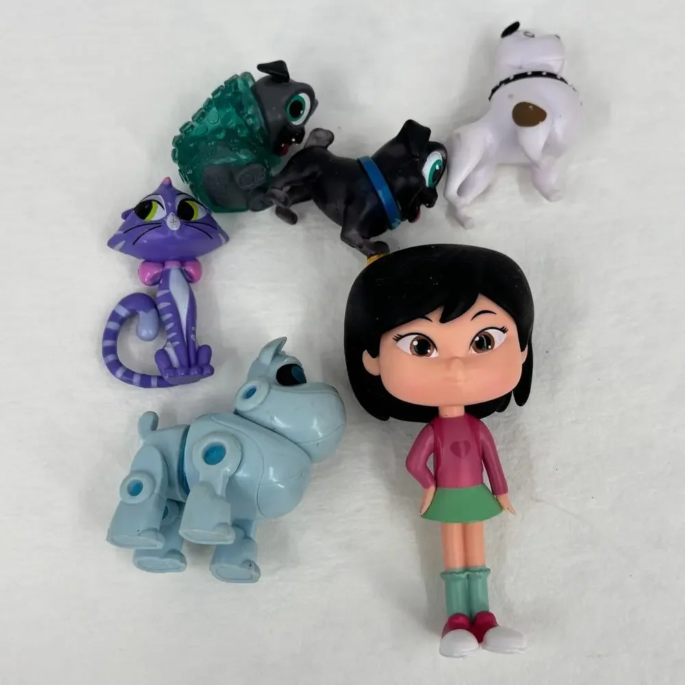 Disney Puppy Dog Pals Doll Chloe‎ Hissy Cat Lot of 6 Action Figure Cake Toppers